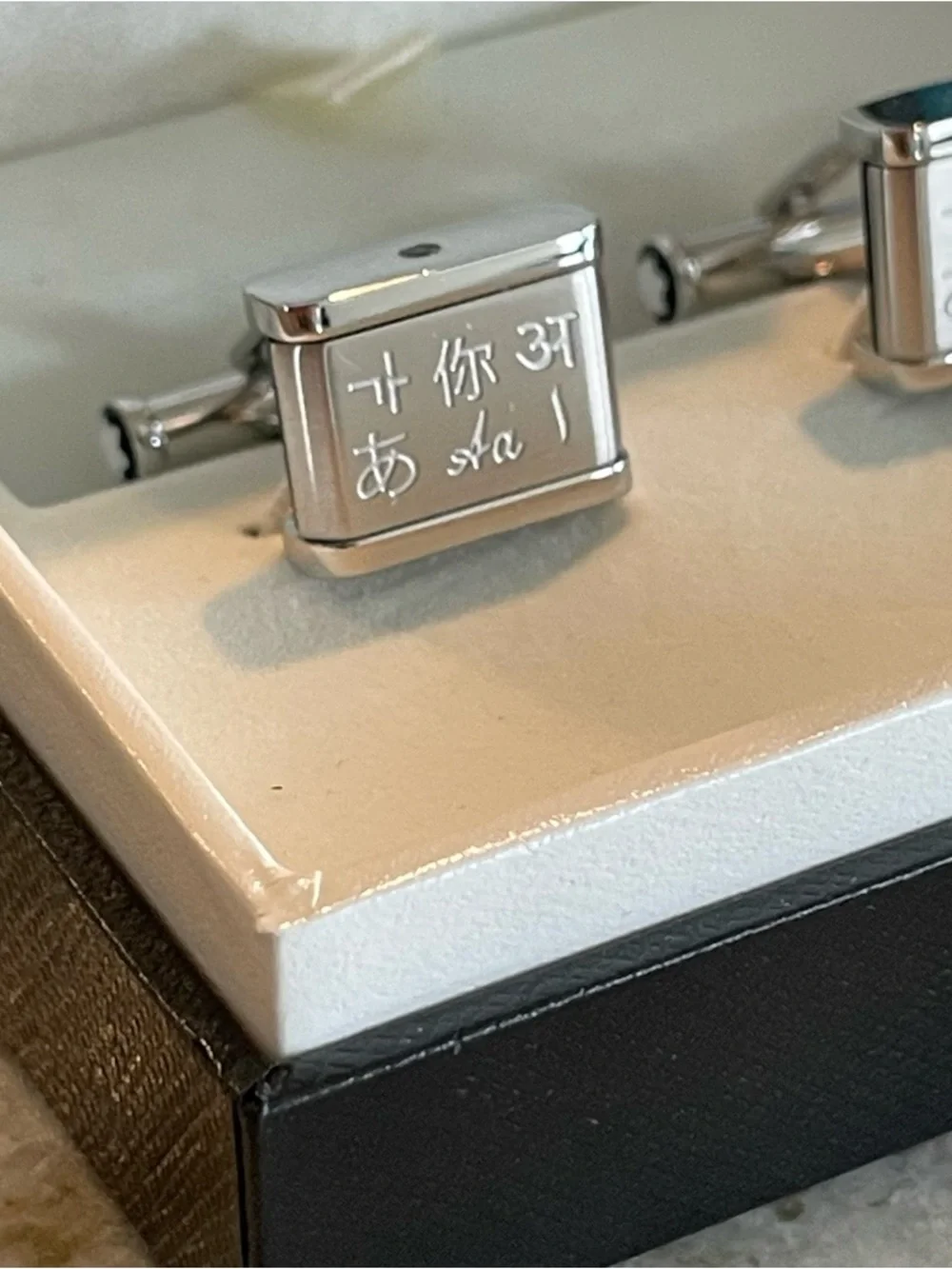 NIB Montblanc Unicef Literacy Reversible Cufflinks Stainless Steel Cufflinks